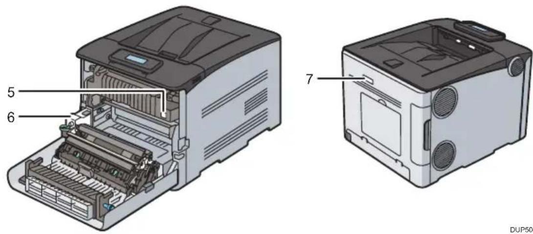 RICOH SP C360DNw - Placering af mærkaterne ADVARSEL og FORSIGTIG - 2