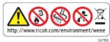RICOH SP C360DNw - Plaats van de stickers WARNING en CAUTION - 3