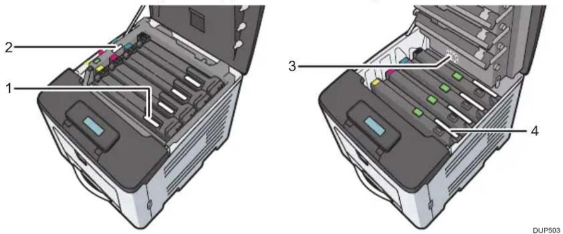 RICOH SP C360DNw - Emplacements des étiquettes ▲AVERTISSEMENT et ▲ATTENTION - 1