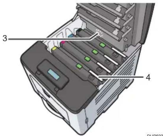 RICOH SP C360DNw - Placering av etiketterna VARNING och FÖRSIKTIGT - 2