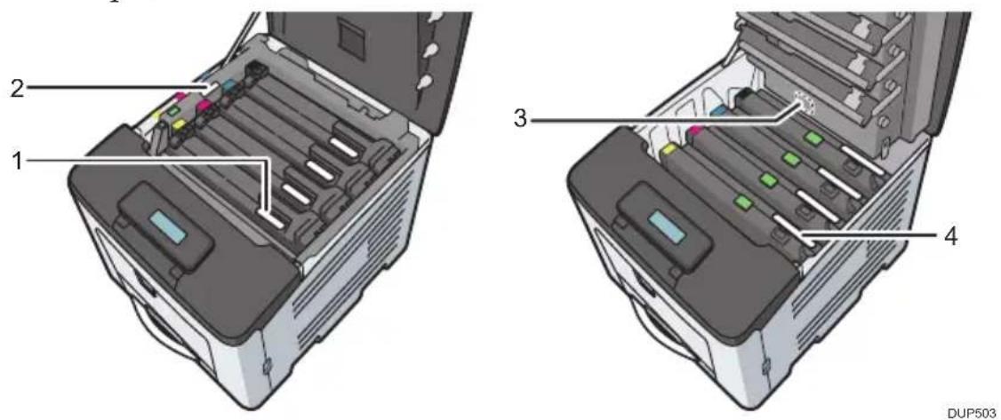 RICOH SP C360DNw - Pozice štítků VAROVÁNÍ a UPOZORNÉNÍ - 1