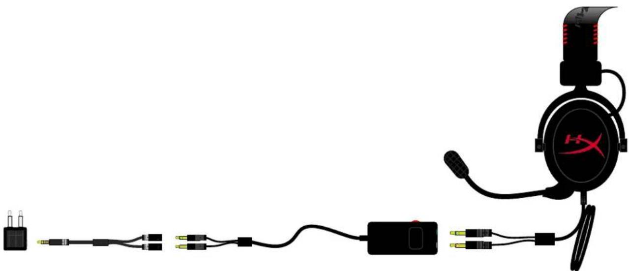 KINGSTON HyperX CloudX - Utilisation (avec l'adaptateur pour avion) - 3