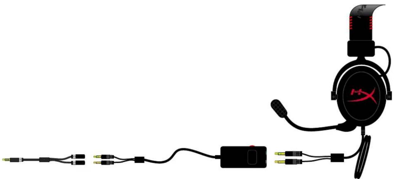 KINGSTON HyperX CloudX - Użytkowanie (z modułem sterującym i przewodem rozdzielającym sygnał zestawu słuchawkowego) - 3