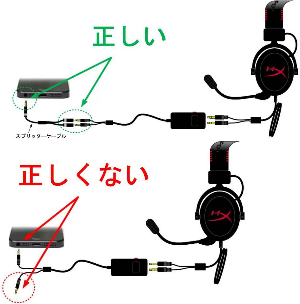 KINGSTON HyperX CloudX - 使用方法 (正しい構成と正しくない構成) - 1