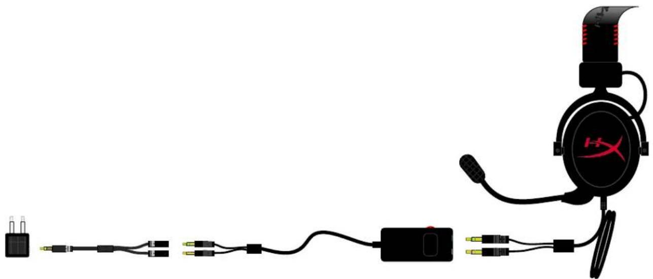KINGSTON HyperX CloudX - 使用方法 (航空機内用アダプタを併用) - 3