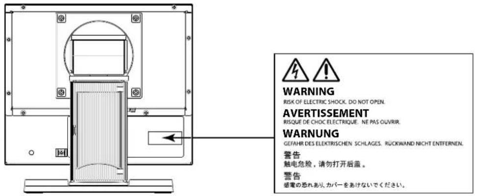 EIZO DuraVision FDX1003T - 警告表示位置 - 1