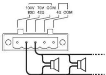 TOA A5006 - High-impedance 70 V line speaker connections - 1