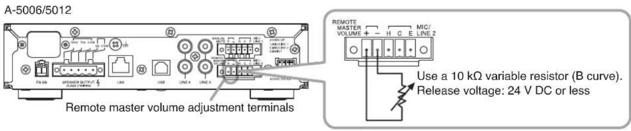 TOA A5006 - Remote master volume adjustment terminal connection - 1