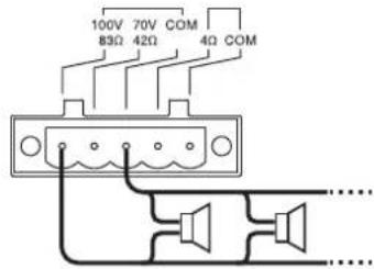 TOA A5012 - High-impedance 100 V line speaker connections - 1