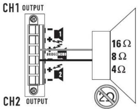 QSC CMX 300Va - Vorsichtsmaßnahmen im Mono-Brücken-Modus - 3