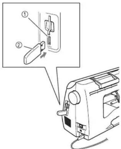 BROTHER PE770 - Setzen Sie das USB-Medium in den USB-Anschluss der Maschine ein. Das Medium darf nur die Upgrade-Datei enthalten. - 1