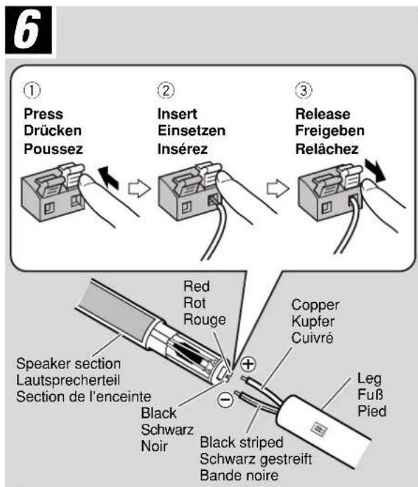 JVC SXXD55 - Joining the leg and the speaker unit / Anbringen von Fuß und Laufsprechereinheit / Réunion du pied et de la section de l'enceinte - 1