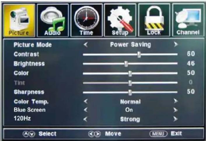 HAIER LE55B1381 - Menú de imagen - 1