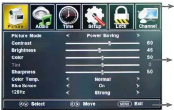HAIER LE55B1381 - Funcionamiento básico del menú OSD - 1