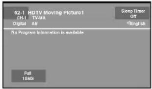 62-1 HDTV Moving Picture1 CH-1 TV-MA Digital Air Sleep Timer Off English No Program Information is available Full 1000s