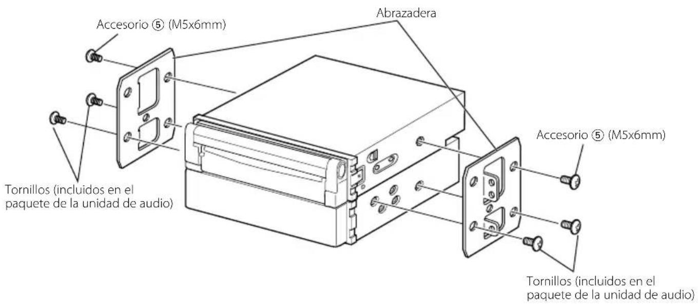 Accesorio ⑤ (M5x6mm) Abrazadera Tornillos (incluidos en el paquete de la unidad de audio) Accesorio ⑤ (M5x6mm) Tornillos (incluidos en el paquete de la unidad de audio)