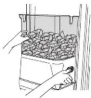 THERMADOR KBUDT4255E - Pour retiret et reinstaller le bac d'entreposage de glaçons : - 1