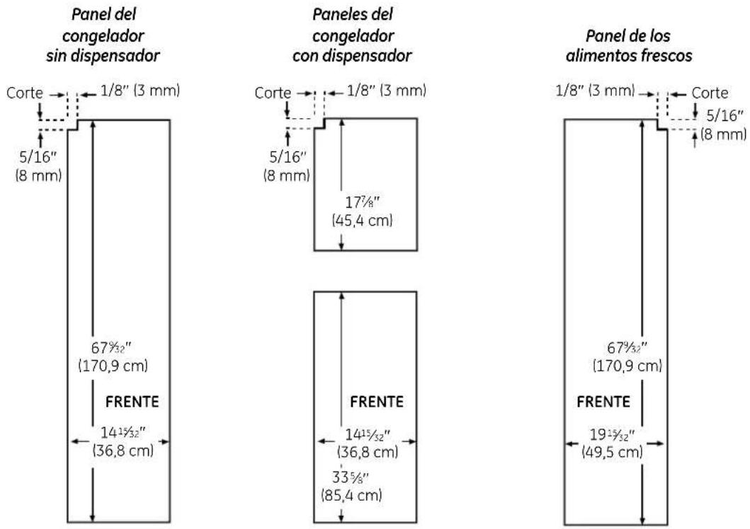 GE GSHS5KGXSS - 23' Dimensiones de los paneles precortados - 1