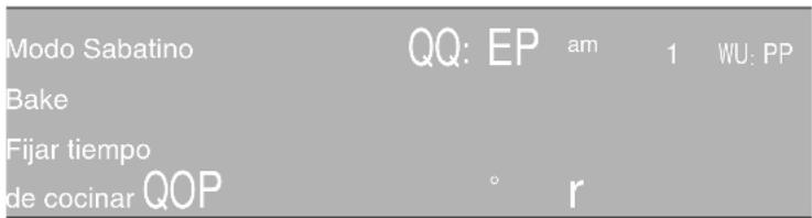 THERMADOR M301ES - Para programar el modo Sabbath Mode (Modo de día de descanso sabálico): - 1