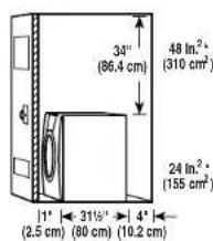 MAYTAG Epic MFW9800TK - Recommended installation spacing for recessed or closet installation, with or without a pedestal - 1