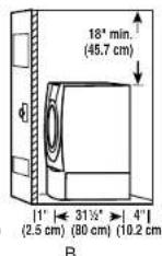 MAYTAG Epic MFW9800TK - Recommended installation spacing for recessed or closet installation, with or without a pedestal - 4