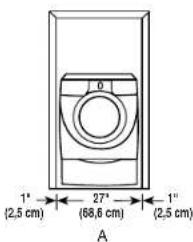 MAYTAG Epic MFW9800TK - Espacement recommandé pour une installation dans un encastrement ou dans un placard, avec ou sans piédestal - 1