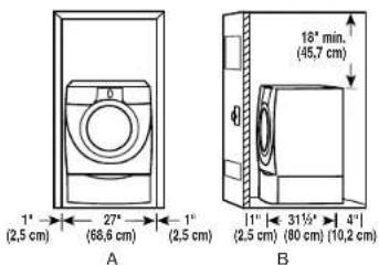 MAYTAG Epic MFW9800TK - Espacio recomendado para la instalacion en un lugar empotrado o en un closet, con o sin pedestal - 2