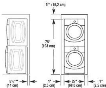 MAYTAG Epic MFW9800TK - Espacio recomendado para la instalacion en un lugar empotrado o en un closet, con lavadora y secadora apiladas - 2