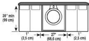 MAYTAG Epic MFW9800TK - Espacement recommandé pour une installation personnalisée sous un comptoir - 1