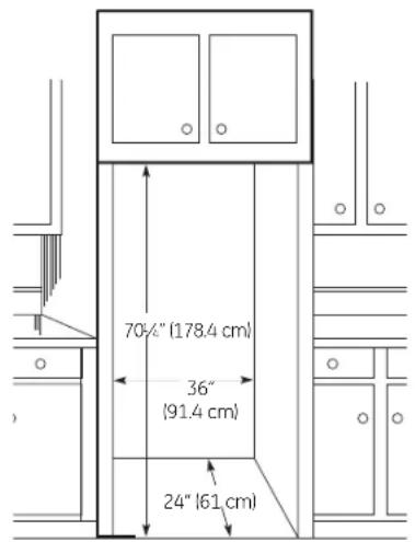 70¼" (178.4 cm) 36" (91.4 cm) 24" (61 cm)