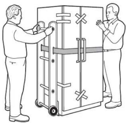 GE GSC22QGTBB - ① LOADING THE REFRIGERATOR ONTO A HAND TRUCK - 1
