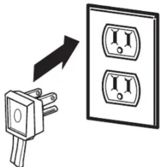 Diagram showing a plug-in socket connected to two electrical outlets, with an arrow indicating direction of connection.