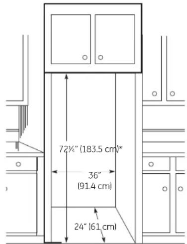 72½" (183.5 cm)* 36" (91.4 cm) 24" (61 cm)