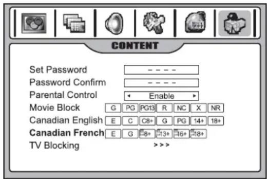 INSIGNIA NS42LCD - Configuración de clasificaciones para el Canadá francófono - 1