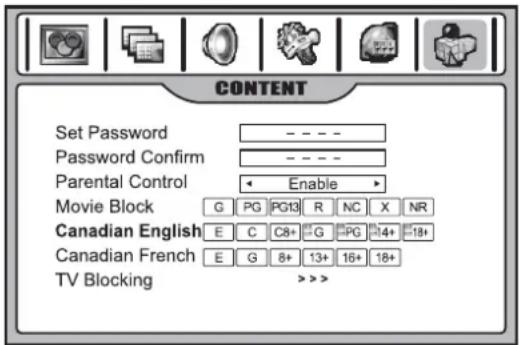 INSIGNIA NS42LCD - Configuración de las clasificaciones para el Canadá anglófono - 1