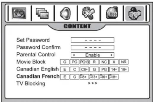 INSIGNIA NS42LCD - Configuration des classifications du Canada francophone - 1