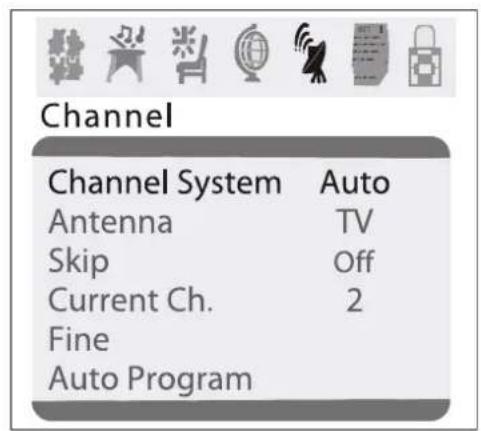 INSIGNIA NSF27C - To select the channel system: - 1