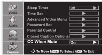 INSIGNIA NSLCD22 - To view closed captions when the volume is muted: - 1
