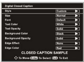 INSIGNIA NSLCD22 - To customize closed captions for digital broadcasts: - 2