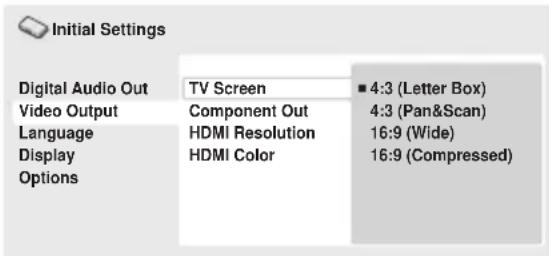 PIONEER DV310 - Select 'TV Screen' from the 'Video Output' settings. - 1