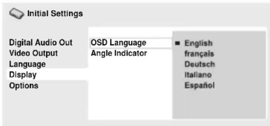 PIONEER DV310 - Select 'OSD Language' from the 'Display' settings. - 1