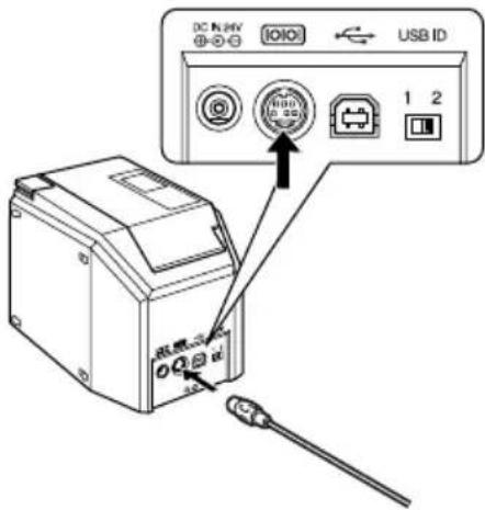 BROTHER Ptouch PT9500PC - Stecken Sie den kleinen Stecker des mitgelieferten seriellen Datenkabels in den seriellen Anschluss an Rückseite des P-touch 9500pc. - 1