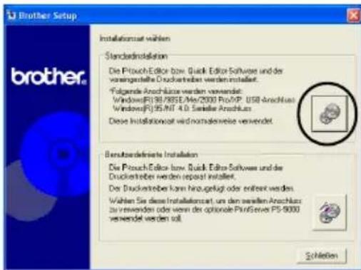 BROTHER Ptouch PT9500PC - Schalten Sie den Computer ein und legen Sie die mitgelieferte CD-ROM in das CD-ROM-Laufwerk ein. - 2