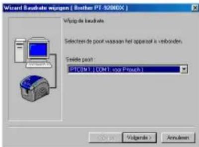 BROTHER Ptouch PT9200DX - Gebruik van de Wizard Baudrate wijzigen - 1