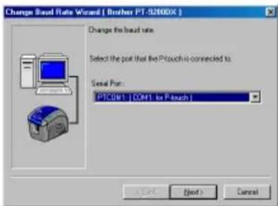 BROTHER Ptouch PT9200DX - Using the Change Baud Rate Wizard - 1