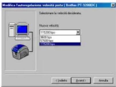 BROTHER Ptouch PT9200DX - Uso di Modifica l'autoregolazione velocità porta - 2