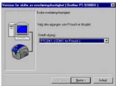 BROTHER Ptouch PT9200DX - Bruke Veiviser for skifte av overføringshastighetenen - 1