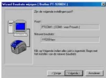 BROTHER Ptouch PT9200DX - Gebruik van de Wizard Baudrate wijzigen - 3