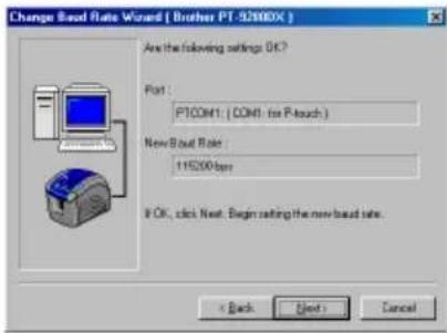 BROTHER Ptouch PT9200DX - Using the Change Baud Rate Wizard - 3