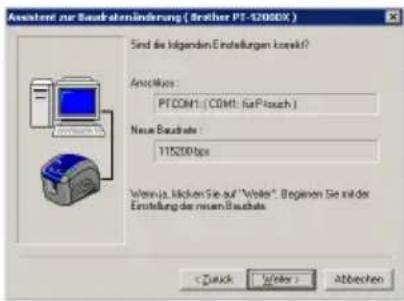 BROTHER Ptouch PT9200DX - Baudraten-Assistenten verwenden - 3